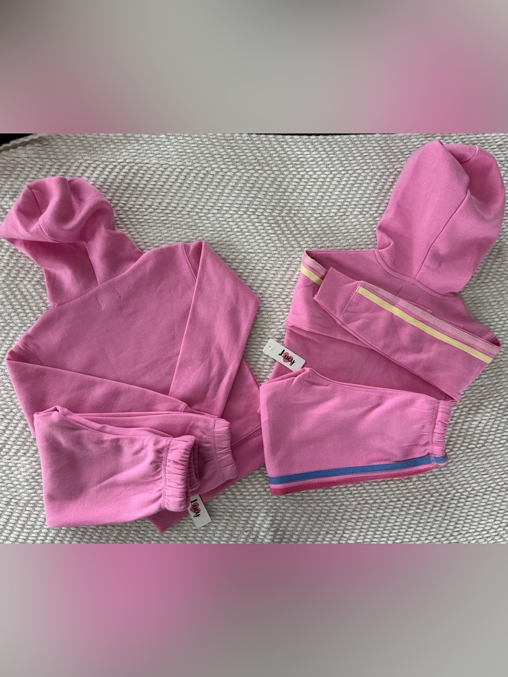 Vintage Havana Pink Kids Matching Hooded Sweatshirt and Joggers Set